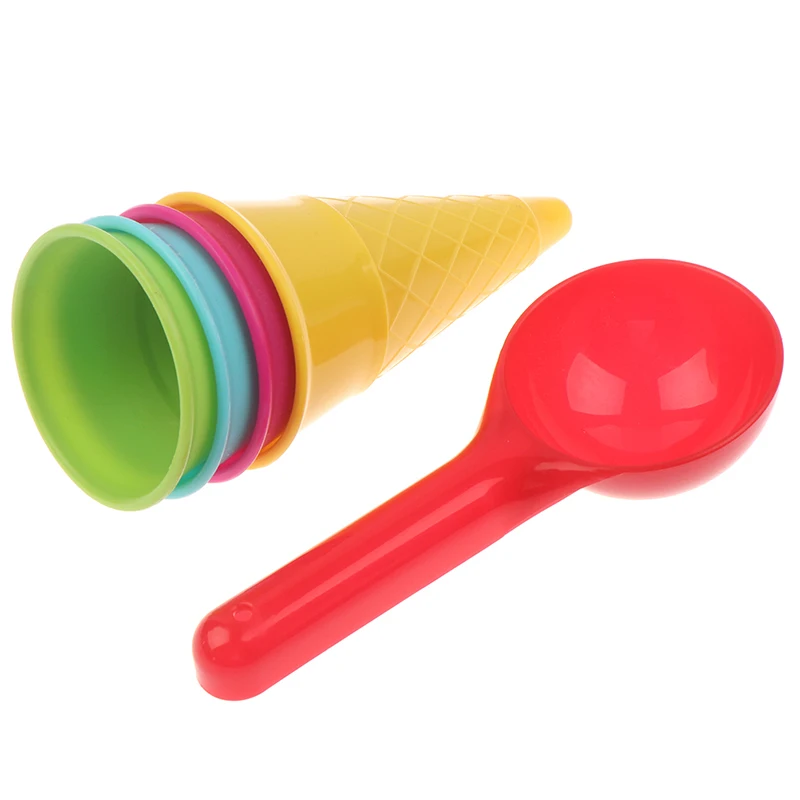 5 Pcs/lot Cute Ice Cream Cone Scoop Sets Beach Toys Sand Toy for Kids Children Educational Montessori Summer Play Set Game Gifts