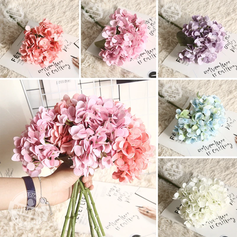 

1/2/5 Pcs 35cm Macarone Simulated Hydrangea Plant Bonsai Wedding Decorations Ins Wind Simulated Bouquet Room Decor Supplies