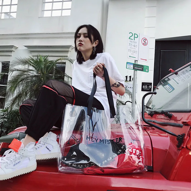 Женская прозрачная сумка большая через плечо из ПВХ для женщин пляжные дорожные