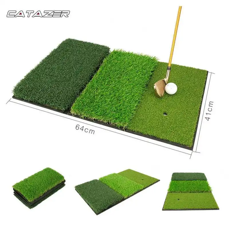 Golf Accessories Outdoor Golf Game  Tee Hole Golf Training Aids Indoor Outdoor Portable Tri-Turf Golf Hitting Grass Golf Mats