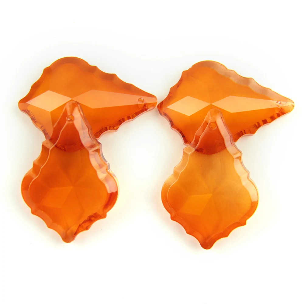 

Crystal Maple Leaf 38mm/50mm/63mm/76mm Glass Lighting Chandelier Prism Parts Orange Red Chandelier Pendants For Home Decor