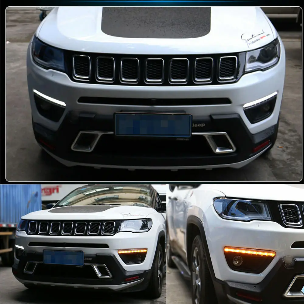 

GTinthebox 2pcs Switchback LED Daytime Running Lights/Turn Signal Lamps For 2017-up Jeep Compass