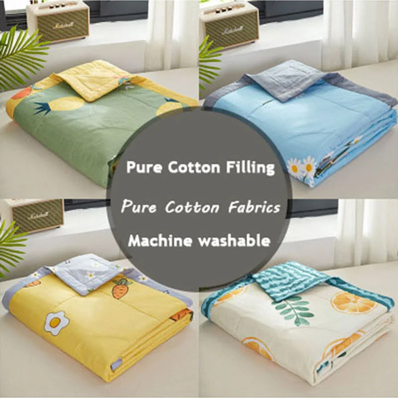 

Printing 100% Pure Cotton Quilted Thin Quilts Soft Cozy Adults Children's Quilt Light Comforter King Quilt Double Blanket Summer