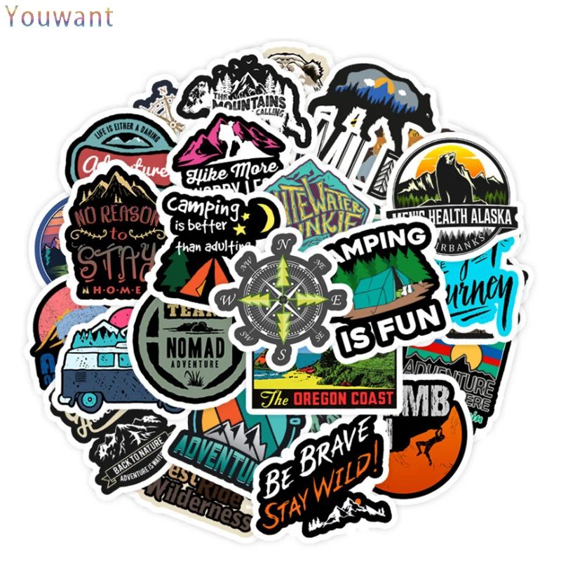 

10/30/50pcs Outdoor Scenery Comics Stickers Waterproof DIY Decals Luggage Skateboard Bikes Motorcycles Cartoon Anime Stickers