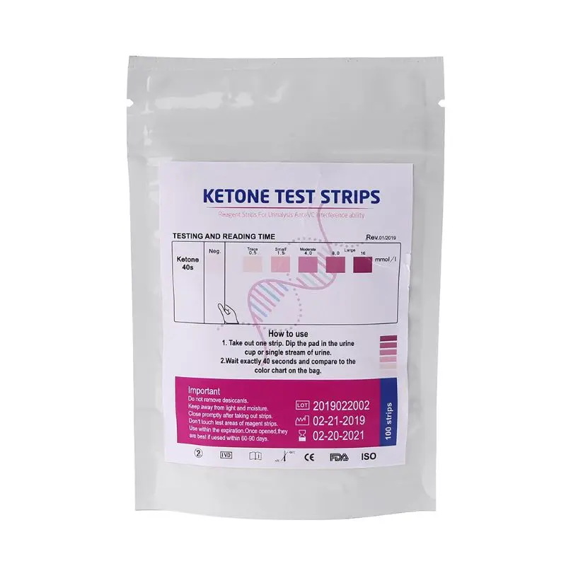 100pcs URS-1K Test Strips Ketone Reagent Testing Urine Anti-vc Urinalysis Home Ketosis Tests Analysis Professional Fast - купить по