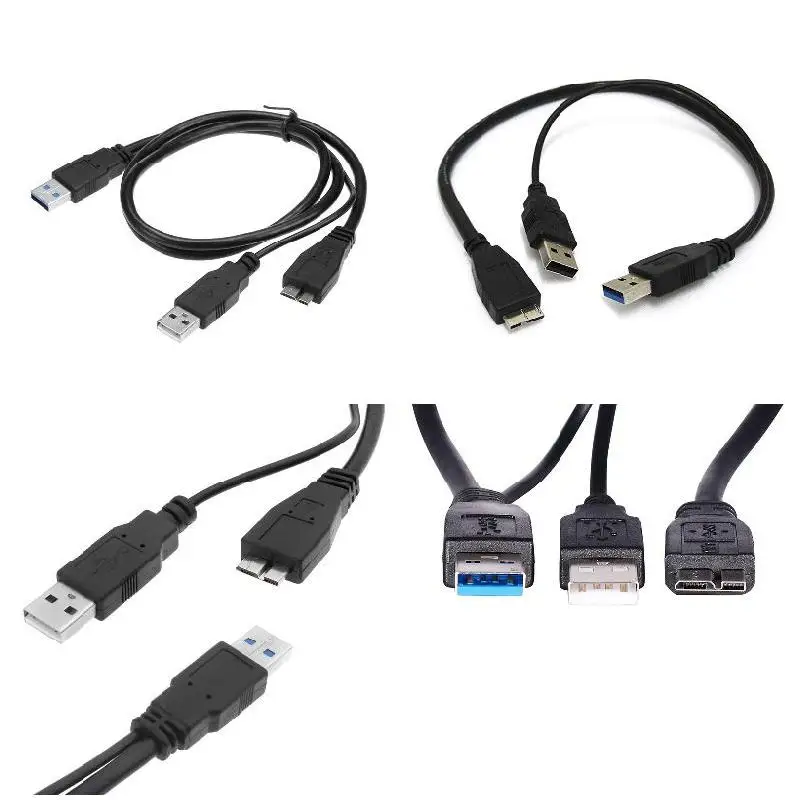 Сверхскоростной Кабель USB 3 0 с двойным питанием Y-образной формы 2 кабеля типа A-Micro