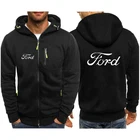 Брендовая Высококачественная толстовка с логотипом Ford, пуловер на молнии на осень и зиму, хлопковая толстовка Ford, мужская куртка в стиле хип-хоп Харадзюку