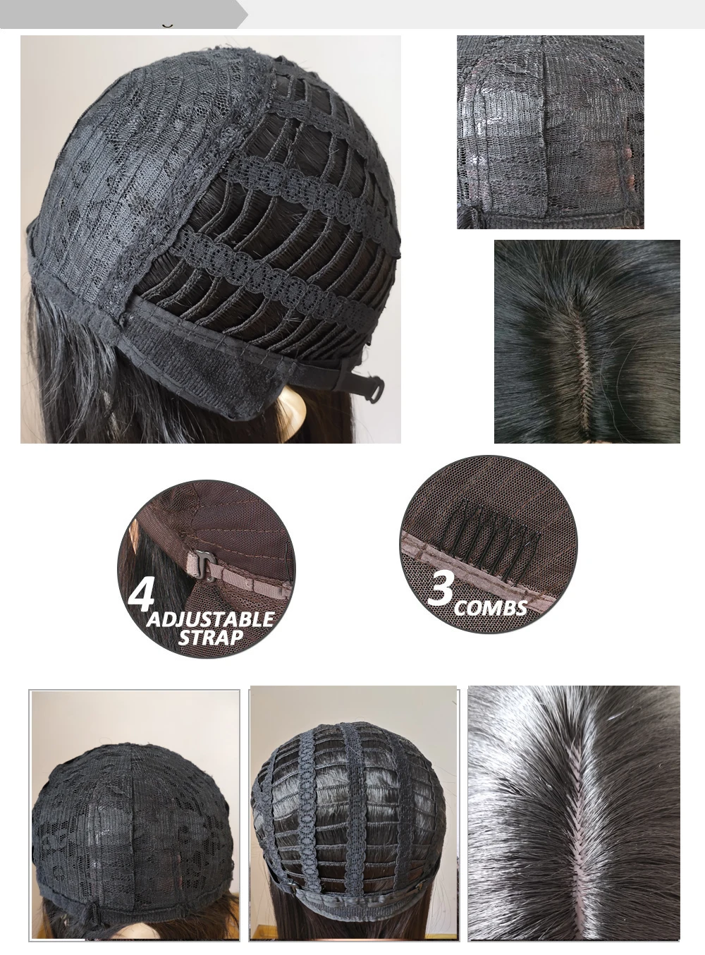 

Silk Straight Synthetic Wigs High Temperature For Women Natural Black Machine Made Wig