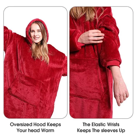 

Oversize cover Super Soft Warm Outdoor Adult Blanket Huggle Hoodie Pocket Wearable TV Huggle Hoodie blanket for bed