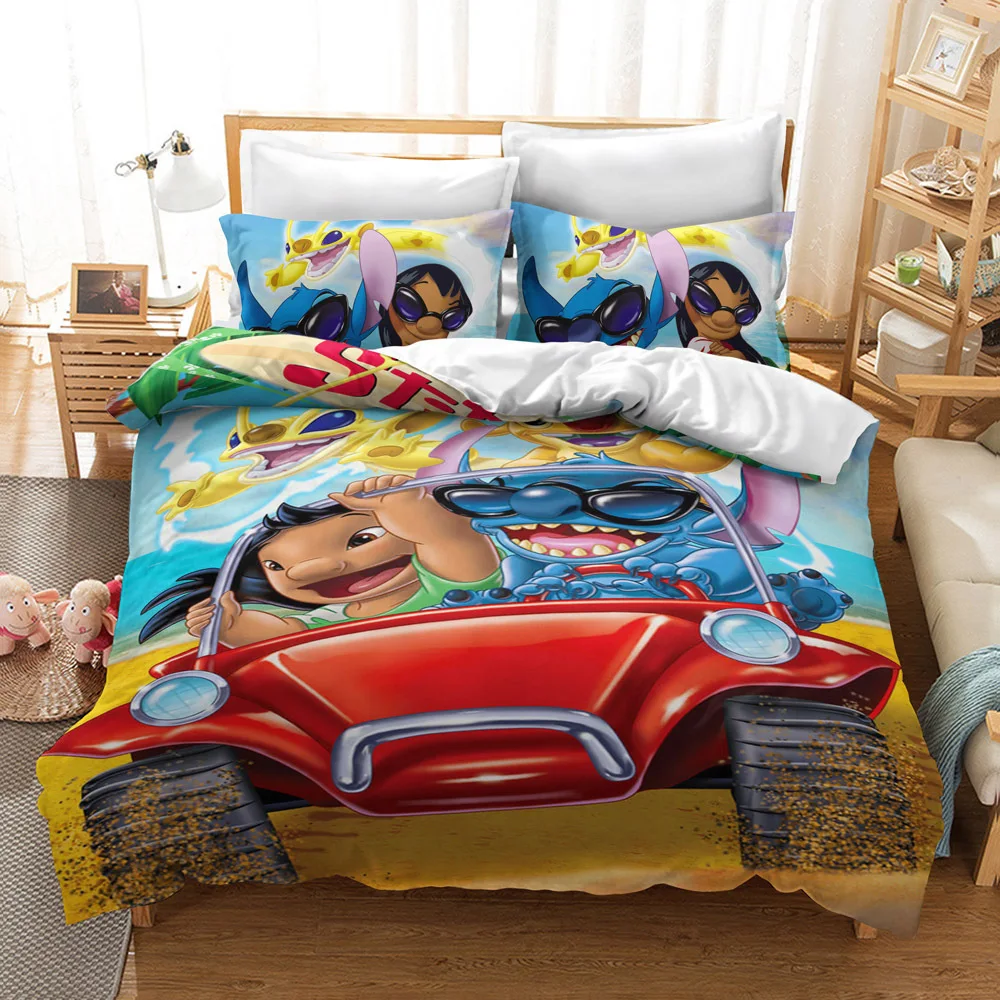 Lilo e Ponto Conjunto de Cama Decoração do Quarto para Crianças Disney Casa Colcha Capa Twin Menino Menina Rainha Rei Tamanho Conjunto 3d 9 Conjuntos de cama
