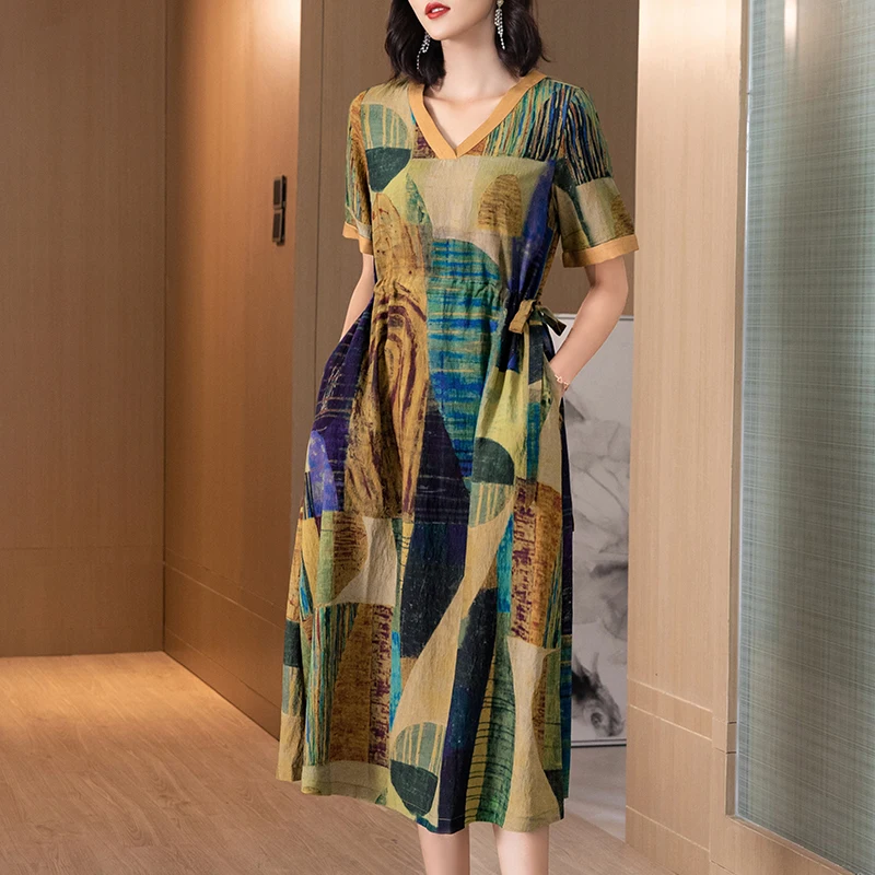 Платье женское длинное с V-образным вырезом приталенное элегантное модное платье