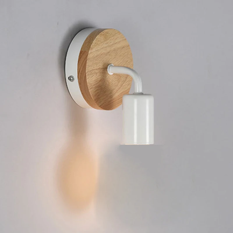 White Body Wood Скандинавский деревянный настенный светильник, современный скандинавский бра с выключателем для дома, светильник, ретро настенный светильник, Декор, лампа Эдисона, черный, белый, E27 - Цвет абажура: White Body Wood