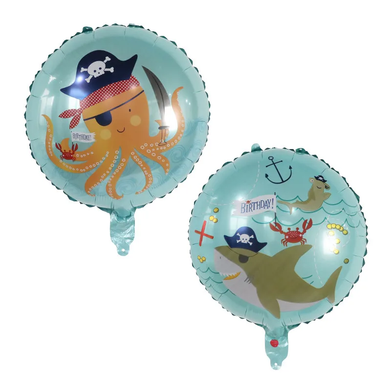 

10pcs 18inch Double-sided Pirate Shark Octopus Foil Balloons Sea Animal Inflatable Globos Birthday Party Decorations Kids Toys
