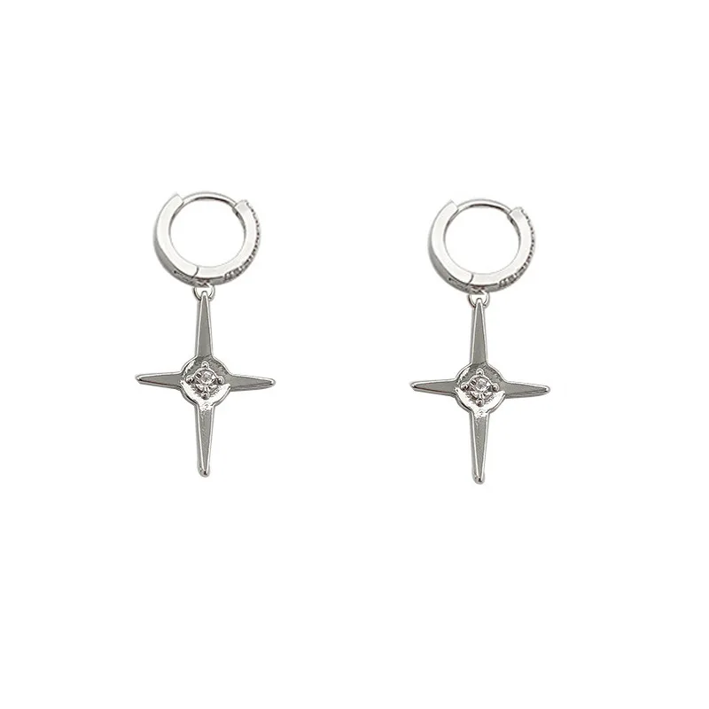 

TIMEONLY Creative Cool Croos Drop Earring Shinning Crystal Charms Earrings Street Style Hip Hop Jewelry Gifts for Women Mejur