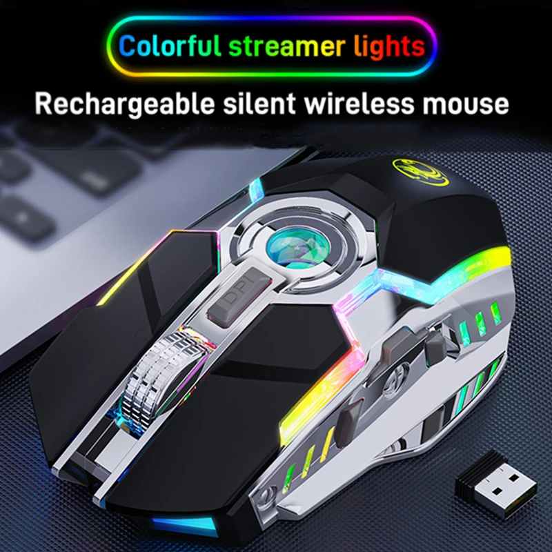 

Rechargeable Wireless Mouse 2.4GHz USB Optical LED Backlit Ergonomic Silent Gaming Mouse Game Mice for PC Laptop Gamer 1600 DPI