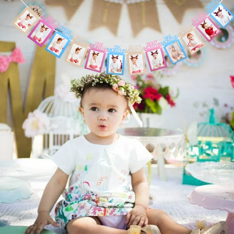 Детский Декор на 1 й день рождения для мальчиков и девочек фотогирлянда с