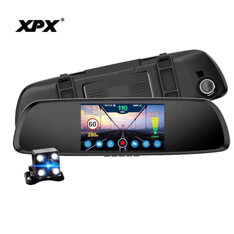 XPX G616-STR, Автомобильный видеорегистратор, зеркало, Dash cam, 3 в 1, автомобильная камера, радар, камера заднего вида, gps, 1080 P, зеркало заднего вида, Dashcam, Автомобильный видеорегистратор, 3 в 1