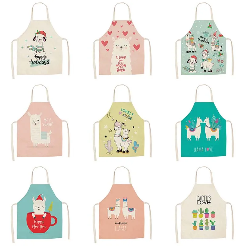 Милый фартук из хлопка и льна с альпакой 1 шт. кухонный без рукавов мультяшным