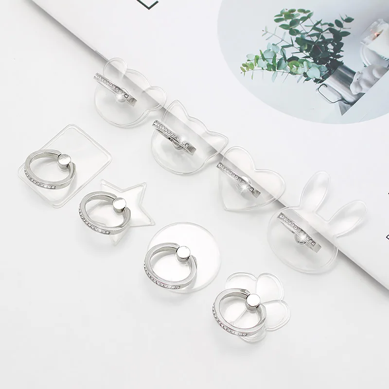 Finger Ring Mobile Phone Smartphone Stand Holder For iPhone X Samsung cell Smart  transparent Phone Ring holder Car Mount Stand