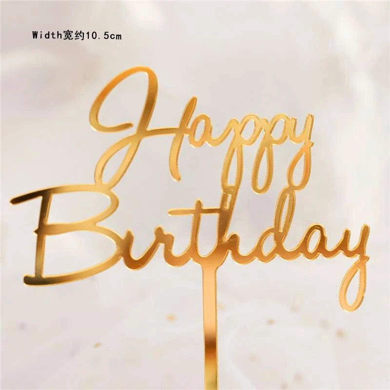 2pc birthday Золотой серебряный черный акриловый ручной пишущий Топпер для торта «С Днем Рождения» десертное украшение для дня рождения милые подарки - Цвет: 2pc birthday