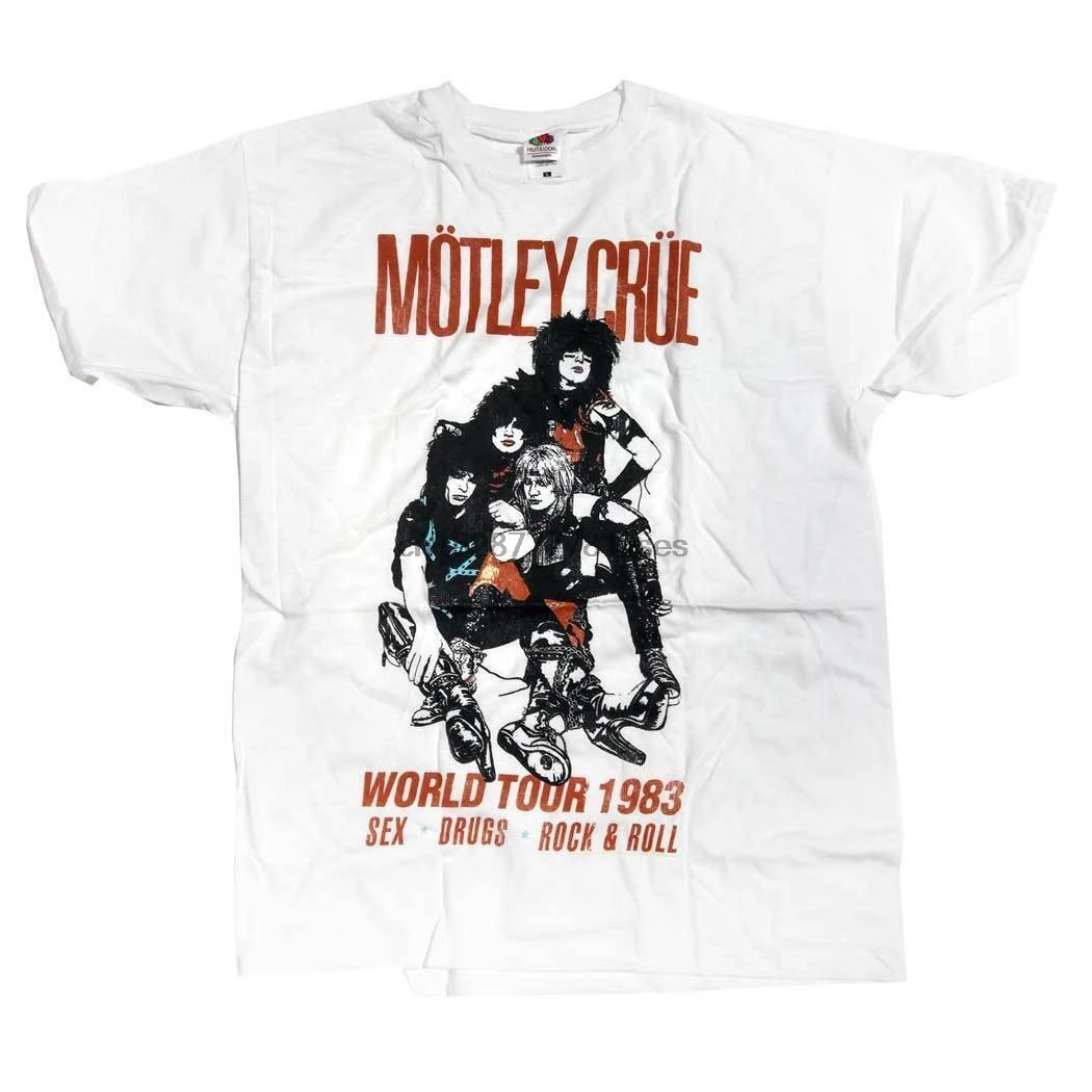 С надписью Mötley Crüe Футболка-World Tour 83 100% Официальный волос металлическая