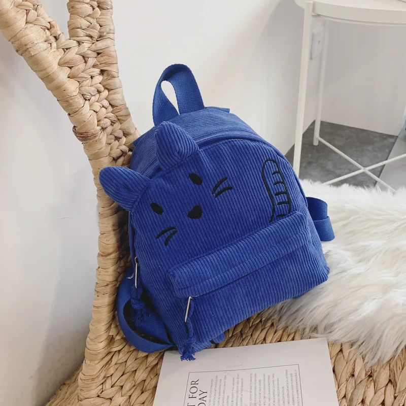 Новинка зимы 2019, детские сумки, мультяшный рюкзак с милым котенком для родителей и детей, вельветовый рюкзак для малышей от AliExpress WW