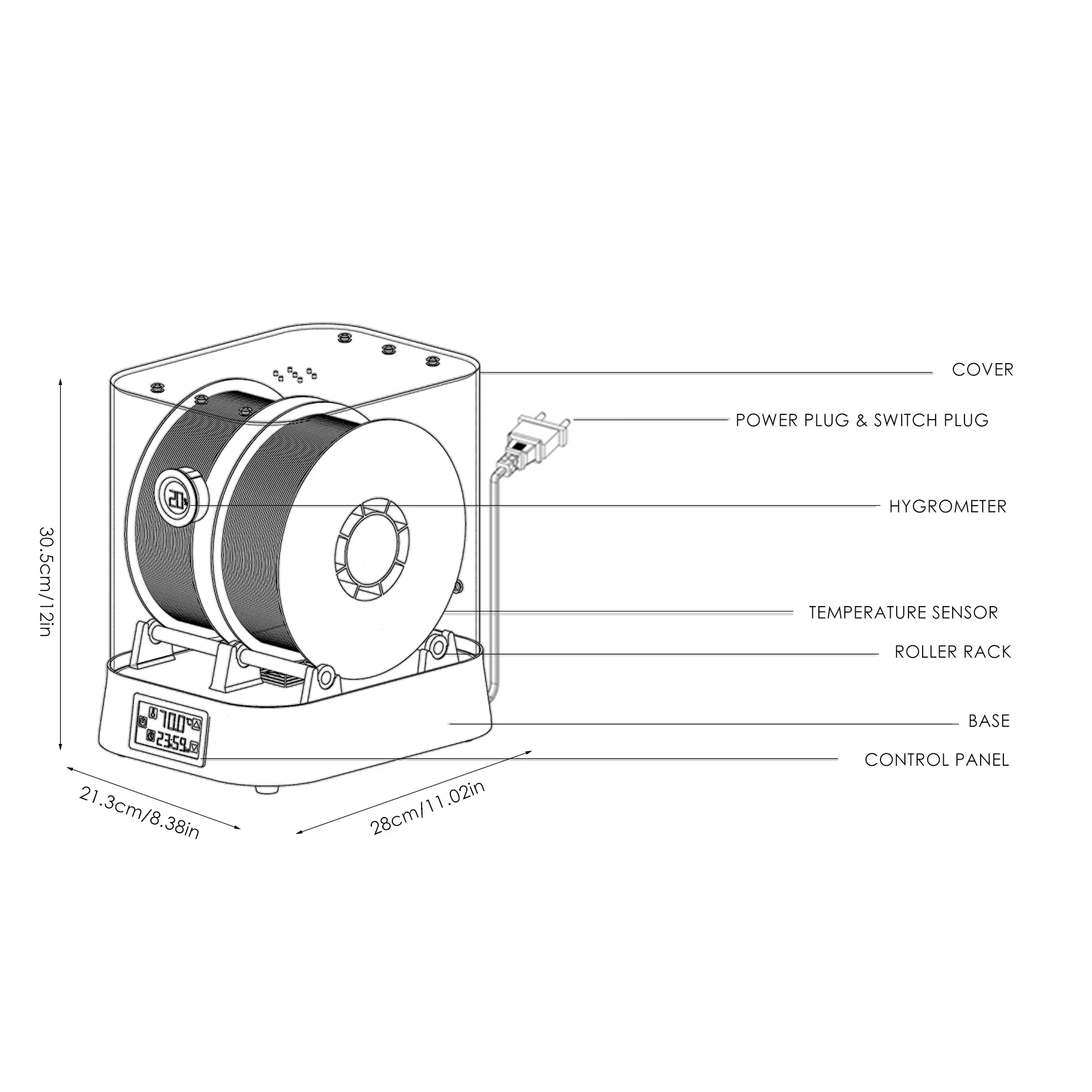 

Extra Large Dry Box Filament Keep Dryer Compatible With 1.75mm 2.85mm 3.00mm Heating 3D Printer Filament Drying Box Box Holder
