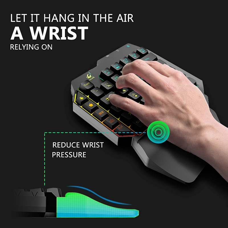

RETYLY-ZIYOU LANG Gaming Keyboard + Mouse Kit One-Handed Keyboard Bluetooth Built-In Game Controller for PUBG Android IOS MTK
