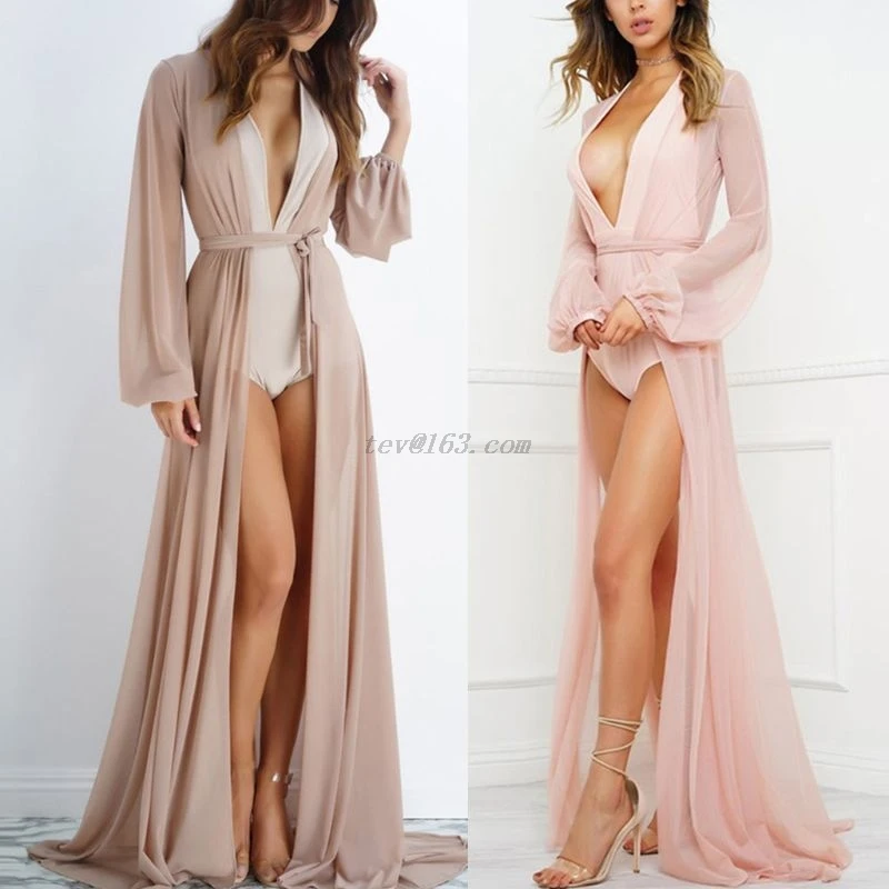 Женский пикантный прозрачный сетчатый кардиган с длинными рукавами фонариками