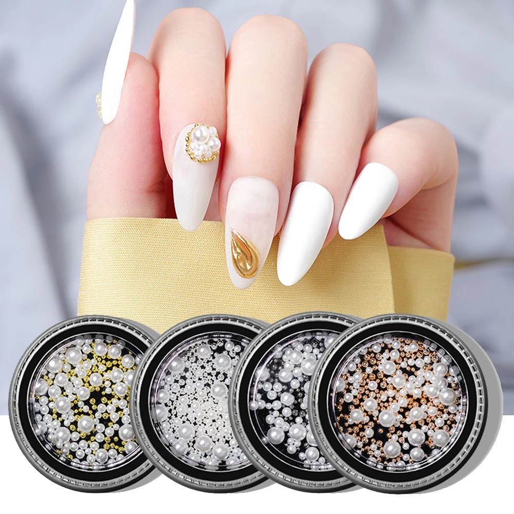 Металлические бусины для дизайна ногтей жемчужные икры круглые стальные шарики