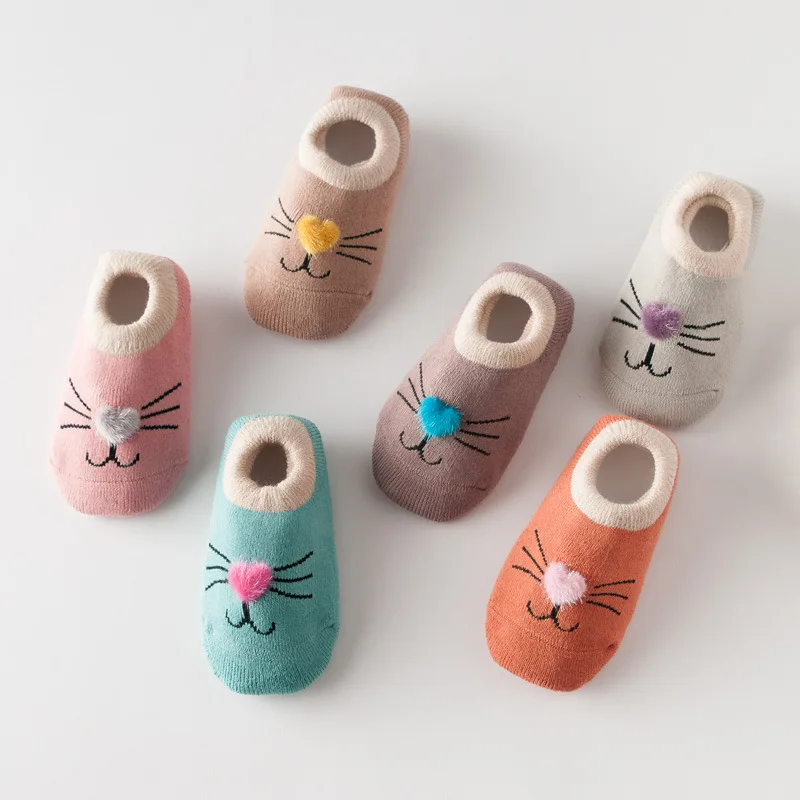 Calcetines antideslizantes para beb&eacute;, medias gruesas y c&aacute;lidas de algod&oacute;n para ni&ntilde;o y ni&ntilde;a, de goma, con dibujos de animales, de 0 a 3 a&ntilde;os, para Oto&ntilde;o e Invierno-0