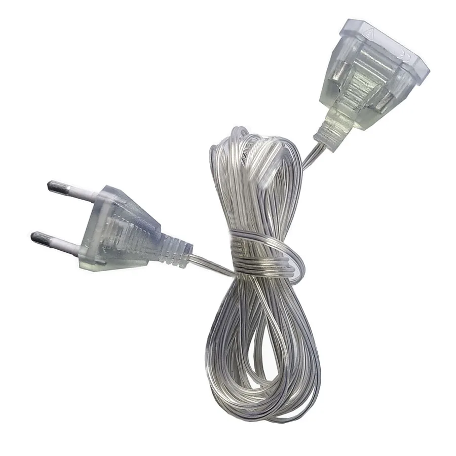 

5M EU Plug Standard Power Extension Cord Extender Wire Extension Cable ForChristmas Wedding Fairy Light Garland String Light