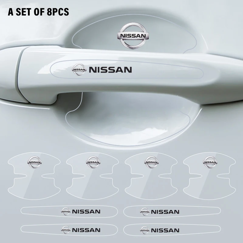 

8Pcs Transparent Car Handle Protective Film Vinyl Anti-Scratch Resistant Sickers Auto Accessories For Nissan Qashqai Juke Leaf