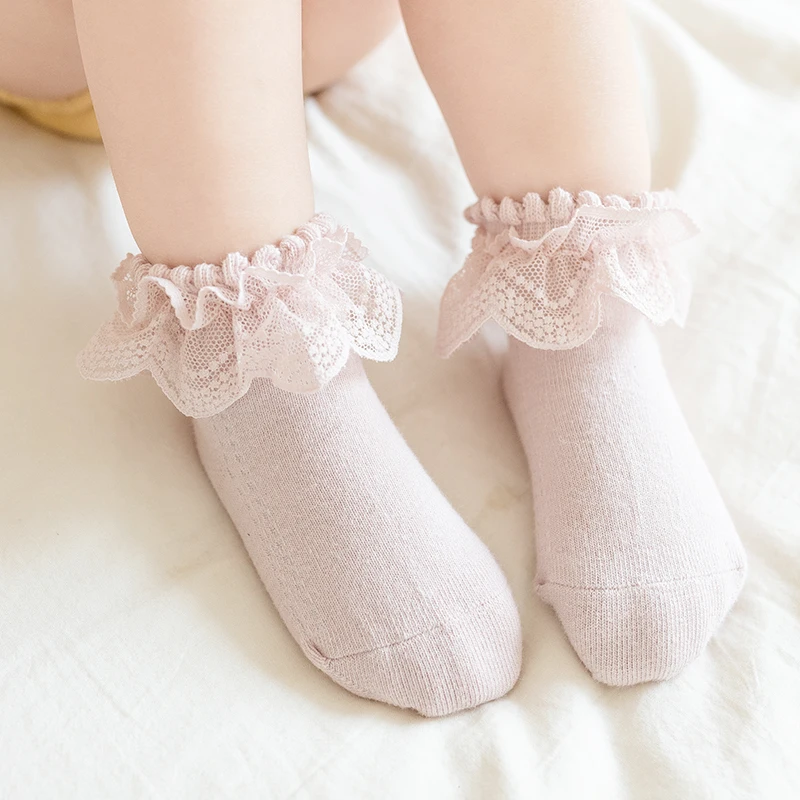 Plus Size Socks Korean Children Cotton Newborn Babies Thin Girls Princess Mesh Socks Spring Dance Lace Cute Color Student Socks