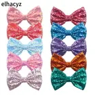 Повязка для волос с бантом и пайетками, большой бант с пайетками, 7 дюймов, 54 цвета, 10 шт.лот, аксессуары для волос