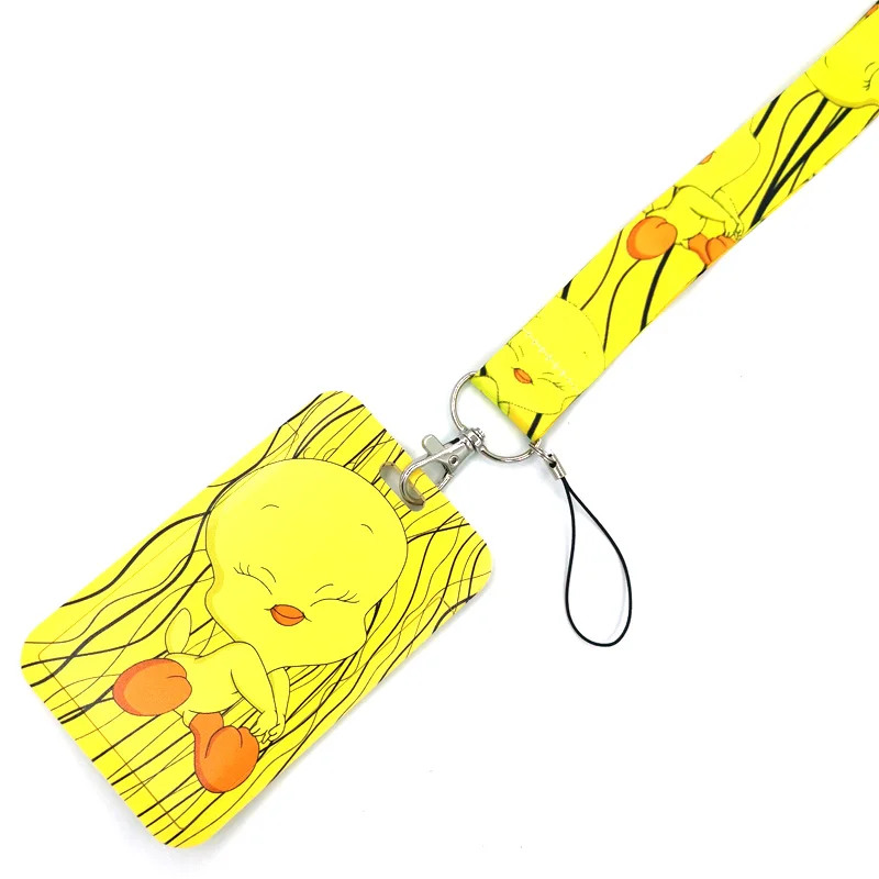 Забавный желтый ремешок с милой уткой аниме держатель для бейджа ID Card Мобильный