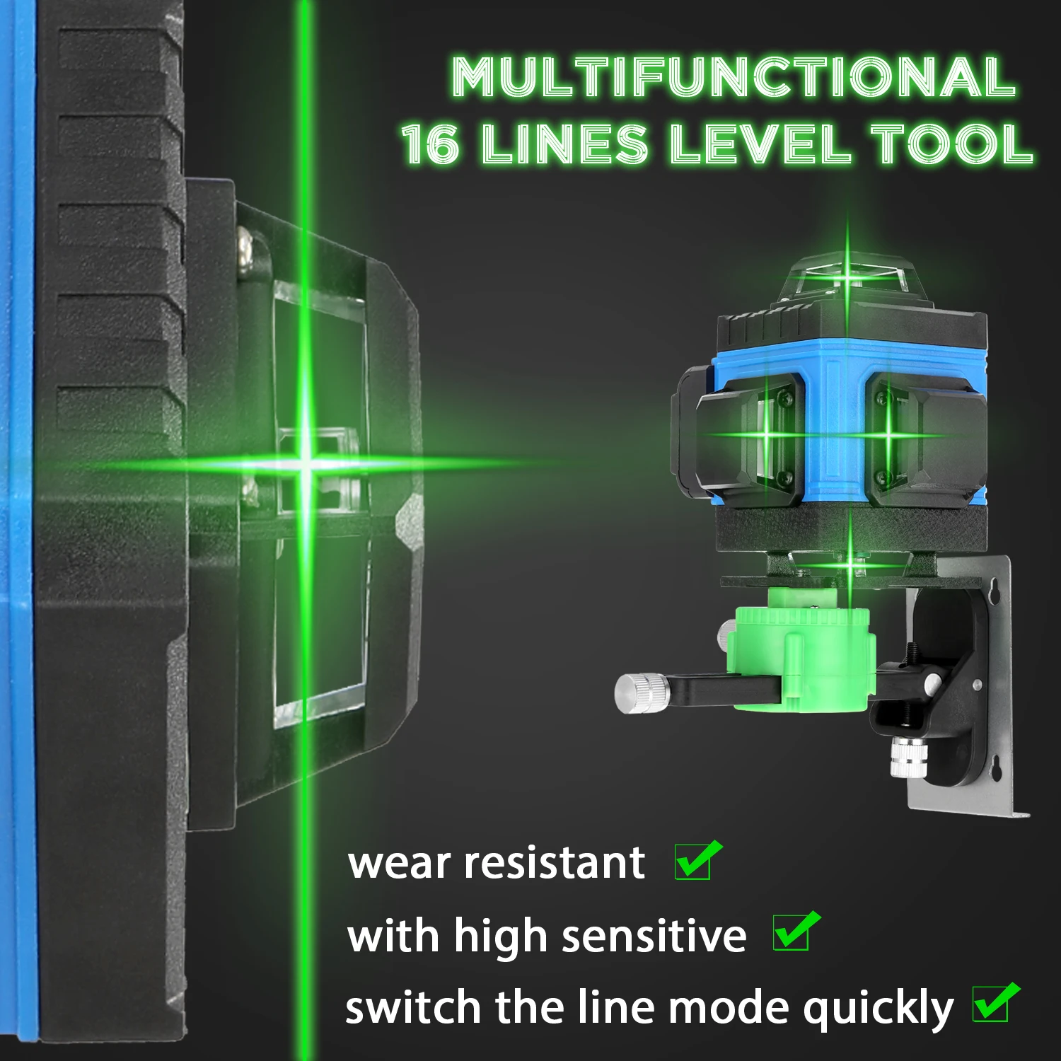 

4D 16 Lines Laser Level Self-Leveling Wireless Remote 360 Horizontal Vertical Cross Lines With Battery Wall Bracket Nivel Laser