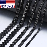 mens necklace stainless steel cuban link chain black gold color necklaces for men 18 36 hip hop jewelry knm09