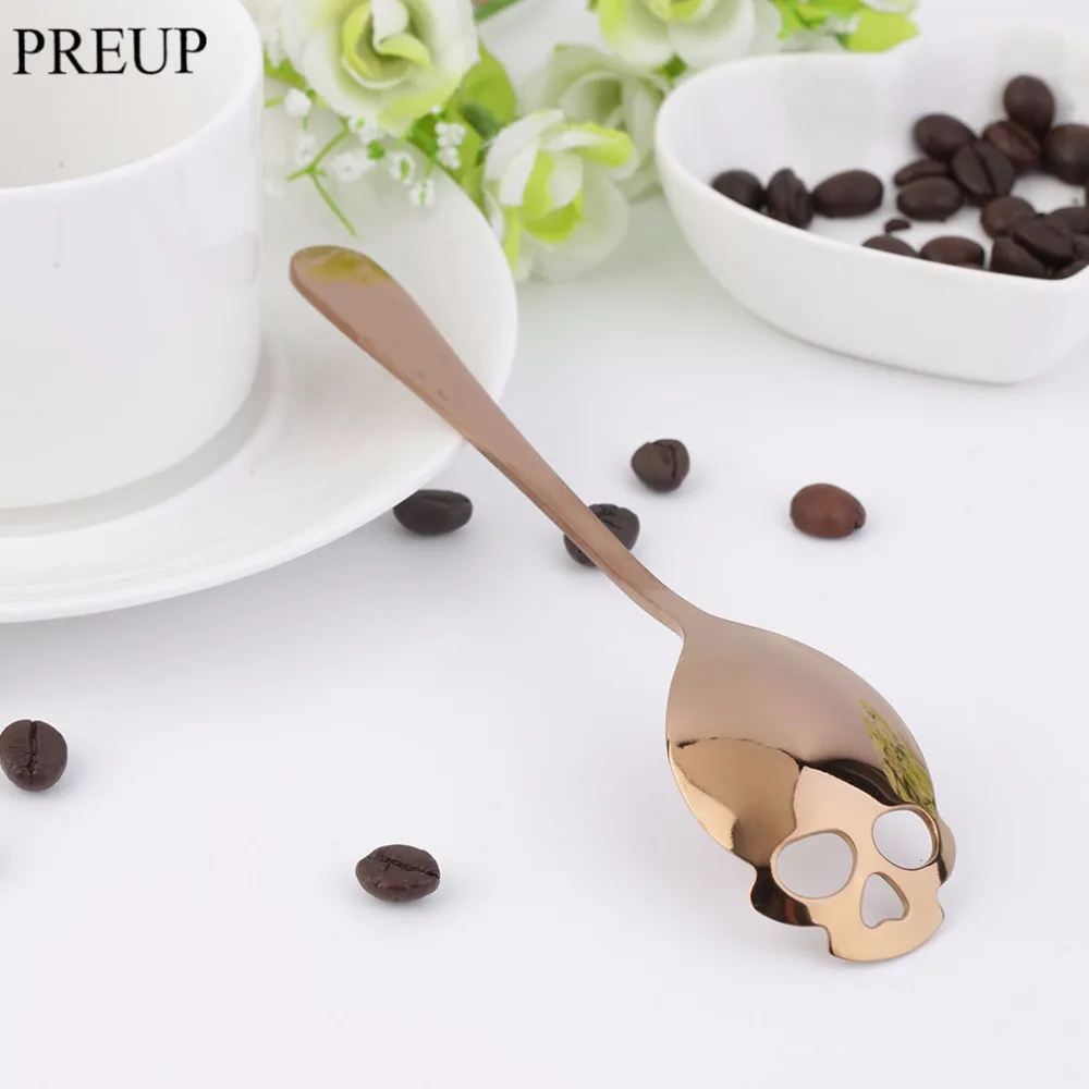 PREUP нержавеющая кофейная ложка в форме черепа десертная пищевой нержавеющей
