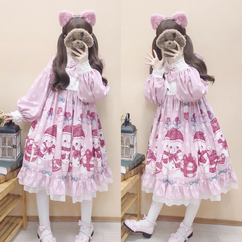 Милое женское платье Мишки Тедди в стиле &quotЛолита&quot с длинными