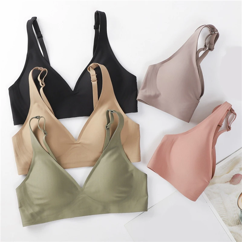 

Женское нижнее белье, мягкий бюстгальтер без косточек, женские бюстгальтеры с глубоким V-образным вырезом, сексуальный бюстгальтер с мягким...