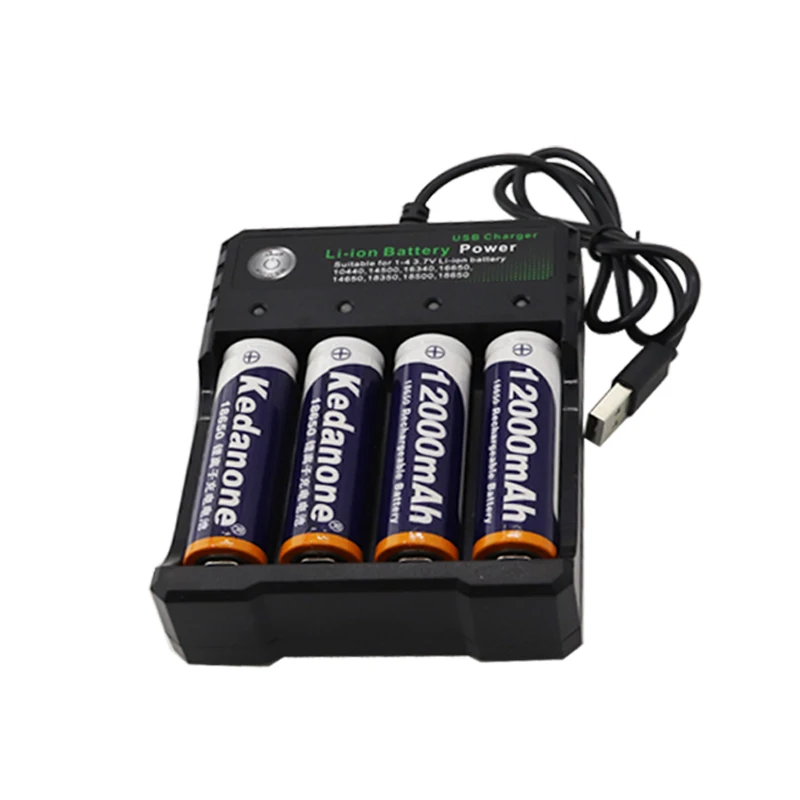 18650 Battery Rechargeable 3.7V 12000mAh Capacity Li-ion For Flashlight Torch Battery+Charger | Электроника