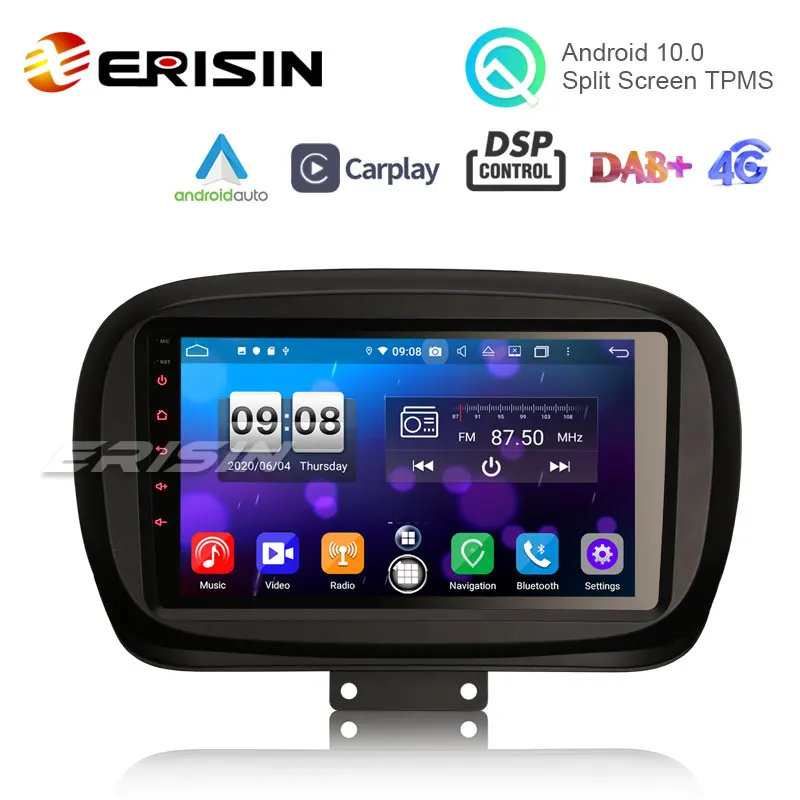 Erisin ES8750F 9 &quotOcta-Core Android 10 0 автомобильная стереосистема для Fiat 500X 2014 Apple CarPlay Авто DSP