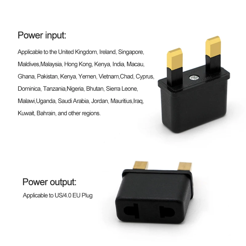 Миниатюрный 2-контактный адаптер питания для Великобритании сменный США