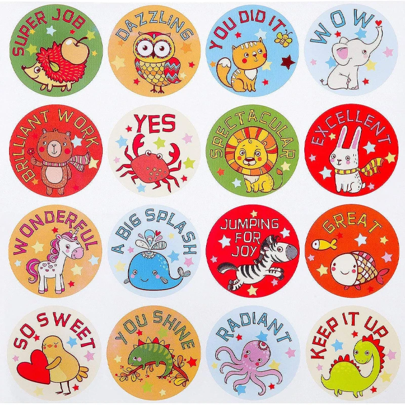 

Animal Stickers 500 pcs/roll of 8 styles reward sticker for envelope sealing gift bag/box packing sticker stationery sticker