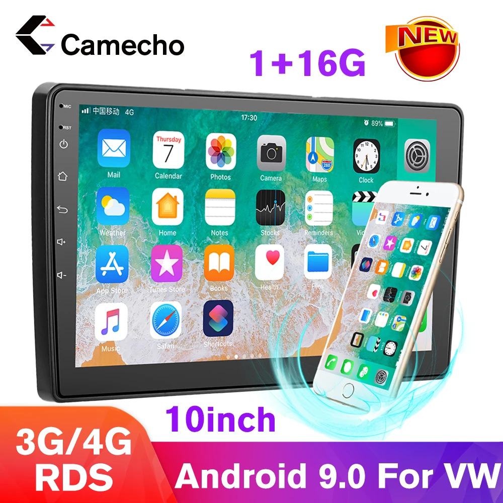 Camecho 10 дюймовый Android 9 0 емкостный сенсорный экран Высокое разрешение GPS навигация