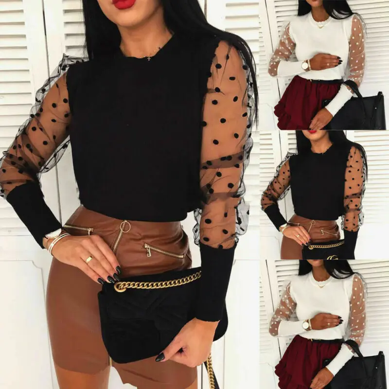 Блузка Женская осенне-зимняя рабочая одежда офисные рубашки мода 2020 сетчатая