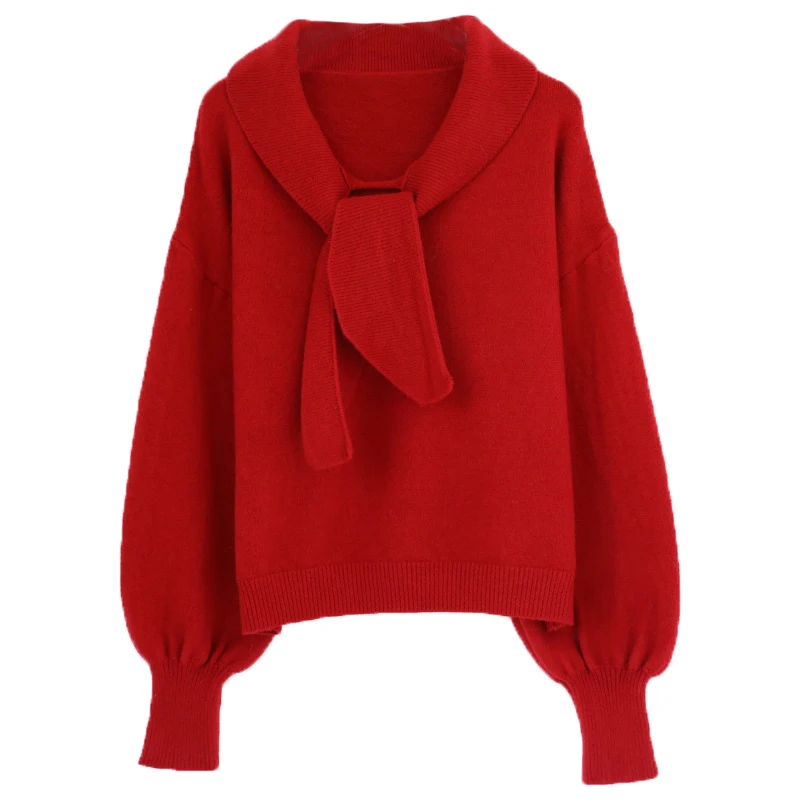 

Autumn and winter new doll collar red sweater ladies loose Christmas sweater women sweater