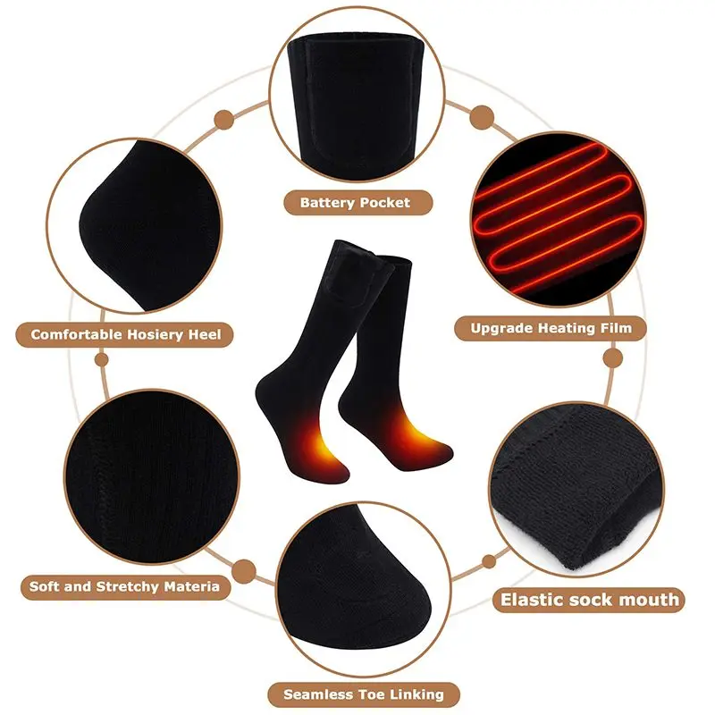 

Winter Battery Powered Heated Long Socks Thermal Foot Warmers Electric Heating Sock with 3 Temperature Adjustable for Men Women