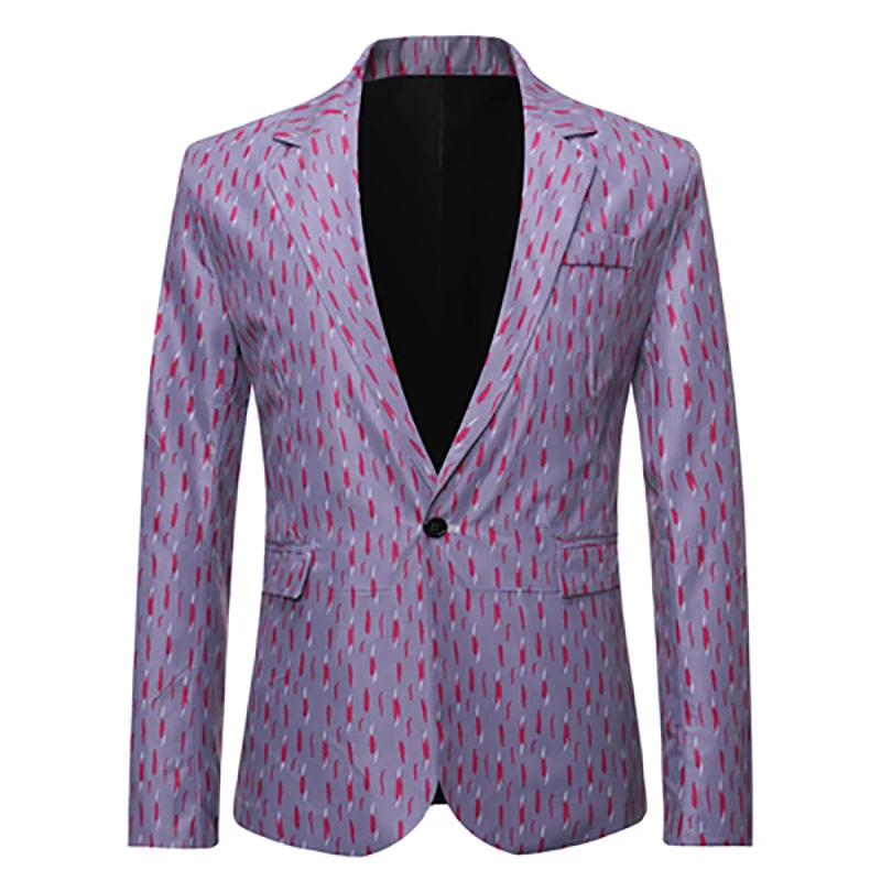 ZUSIGEL 2019 Новое поступление принт Повседневное мужской пиджак жакет Slim Fit костюм с